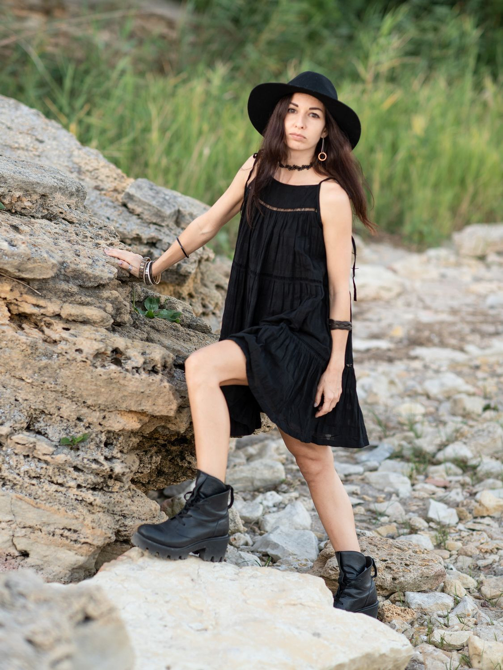 Сарафан на завязках короткий (черный)