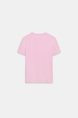 ZARA ФУТБОЛКА С КОРОТКИМИ РУКАВАМИ И НАДПИСЬЮ, РОЗОВЫЙ