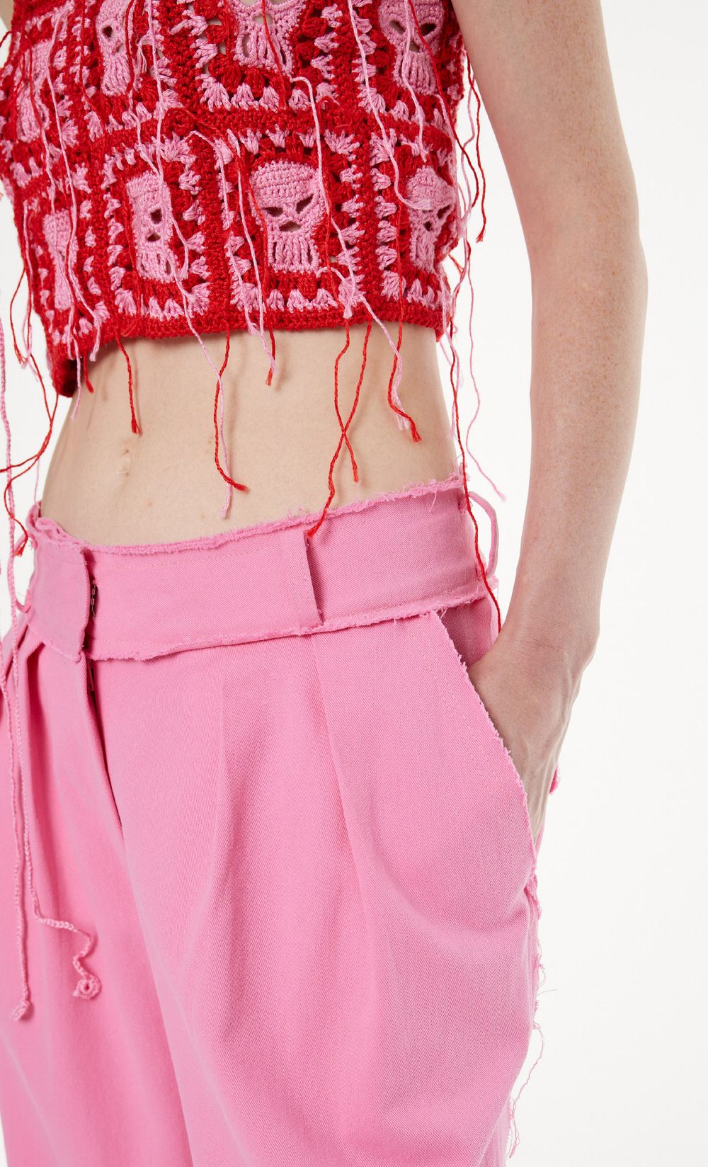 Брюки Kraizy Stripes Cut-off розовые