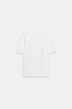 ZARA ФУТБОЛКА С ОБЪЕМНЫМИ ЦВЕТАМИ, БЕЛЫЙ