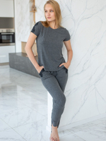 Женский домашний комплект с кружевным декором (Размер: XL) (Цвет: серый)