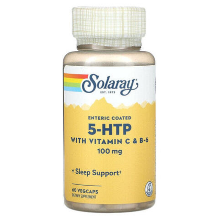 Для похудения и контроля веса Solaray, 5-HTP с витаминами C и B6, 100 мг, 60 вегетарианских капсул