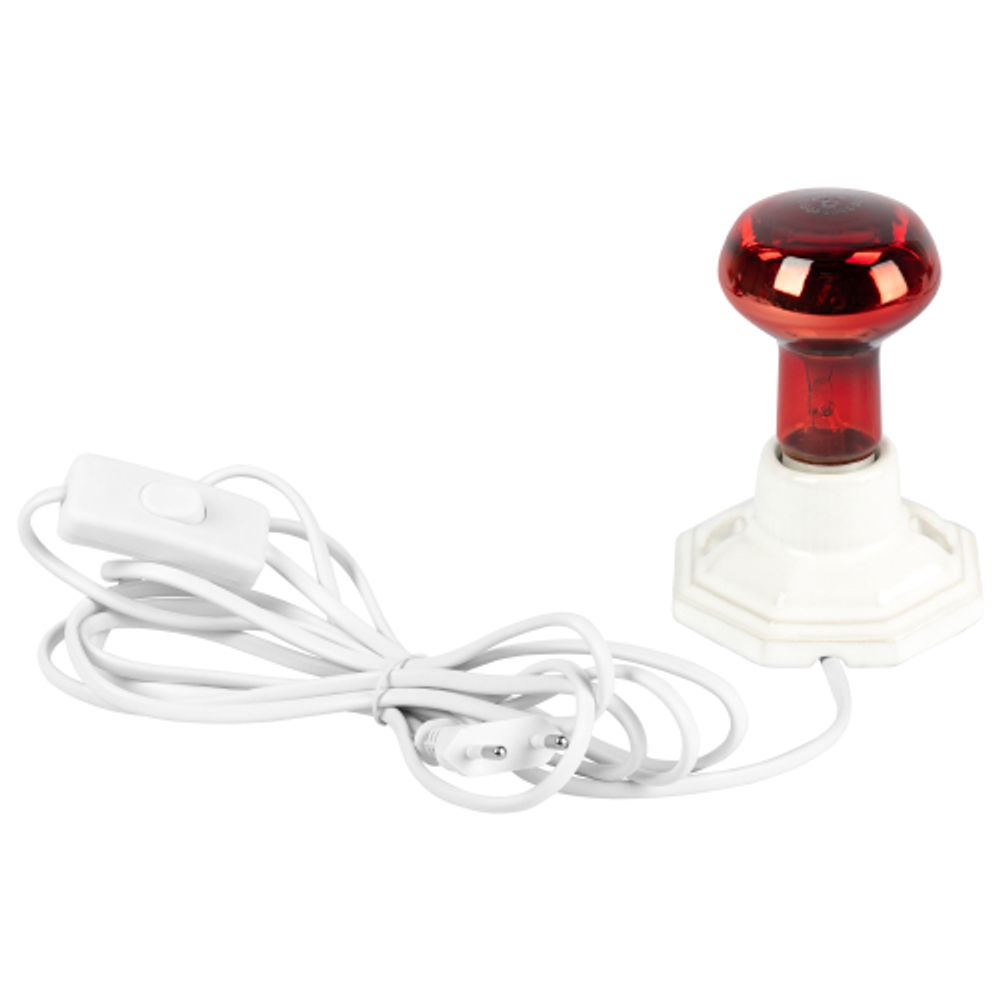 Светильник для инфракрасной лампы ЭРА FITO-Holder-CAP-light 3 м патрон-основание керамический с кабелем и цоколем Е27 | Светильники для растений