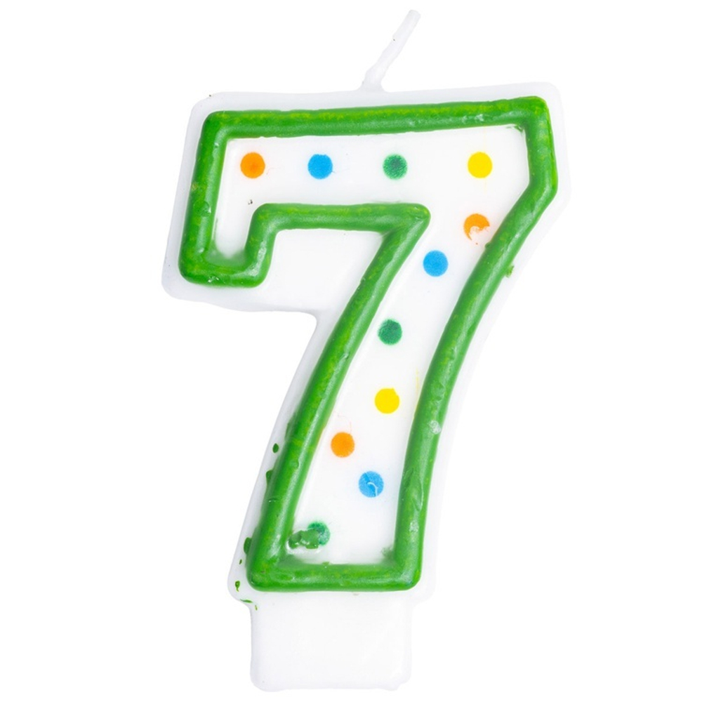 Свечи-цифры «Горошек» цветной двухсторонний рисунок, 7,6 см