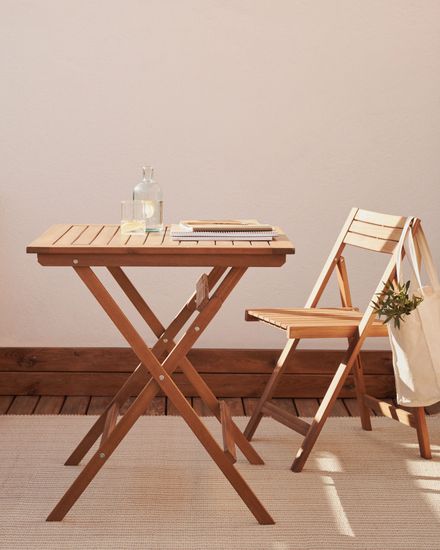 Sadirar Складной уличный стол из массива акации 70 х 70 см