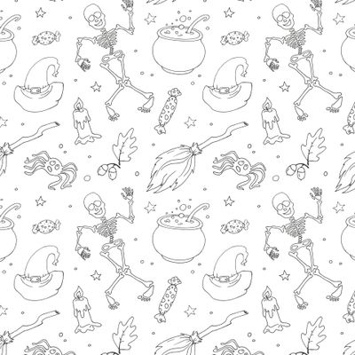 seamless halloween pattern with witchcraft elements. скелеты. волшебство