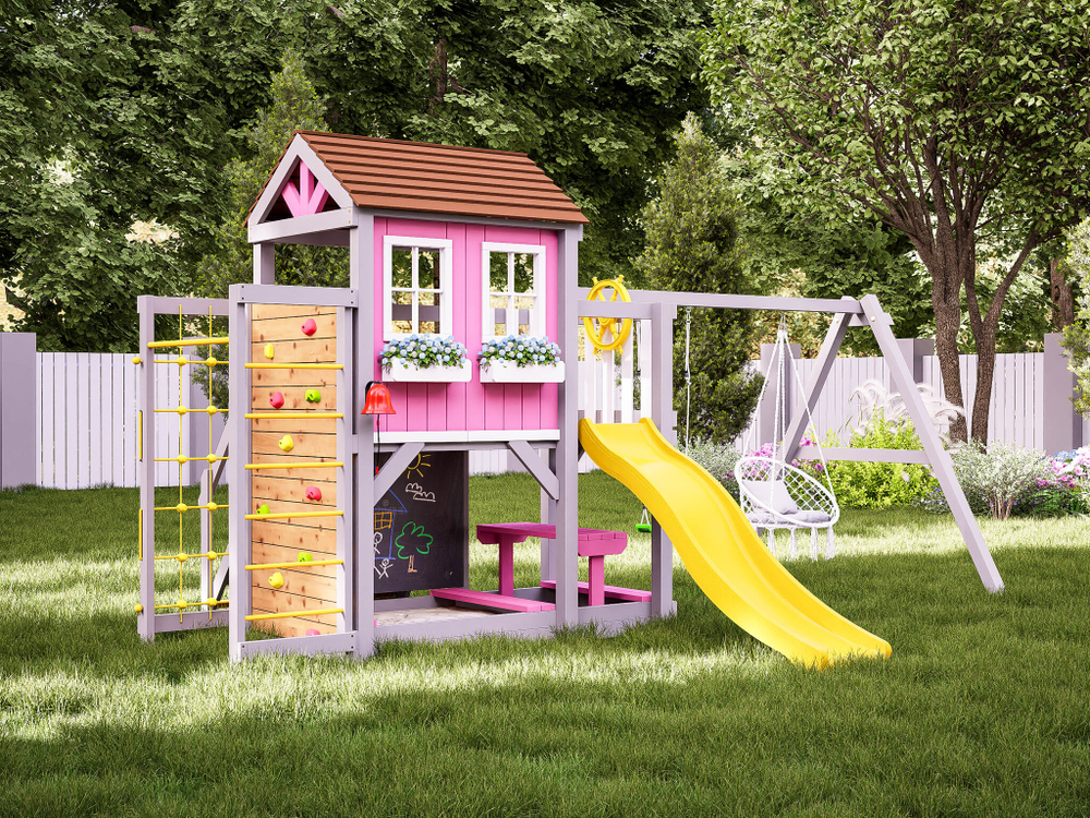 Детский домик с качелями "Прованс - спорт плюс"