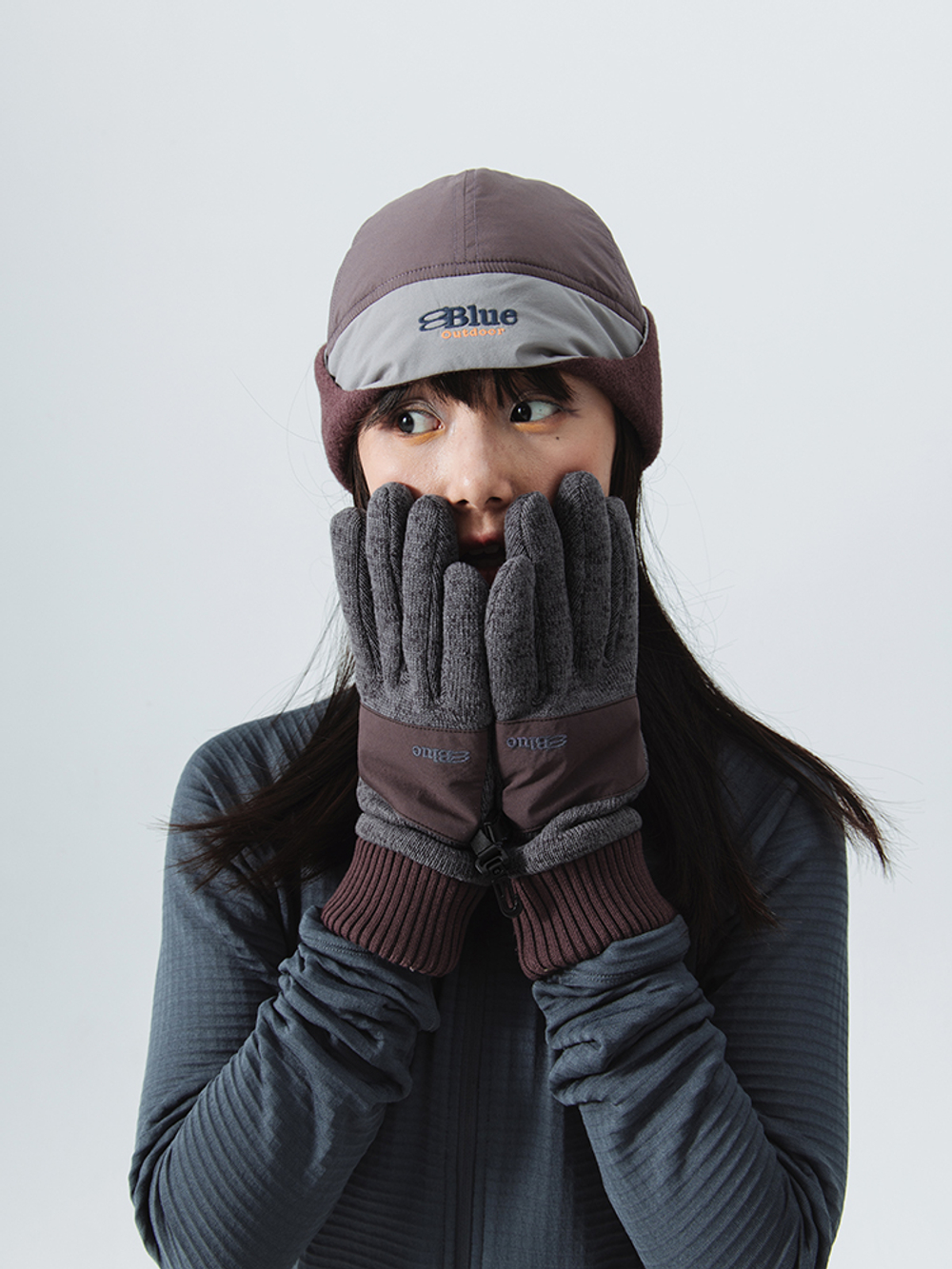 Перчатки Nothomme Blue Winter New Knitted Fleece Anti-Static Water-Repellent Color-Block Thick Gloves”