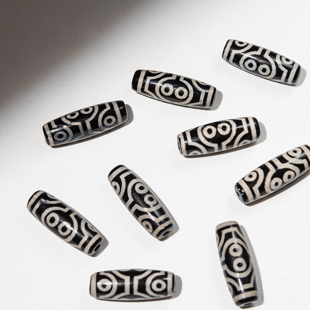 Бусина Дзи "Восемь глаз" из агата, 30*10,5мм, черный