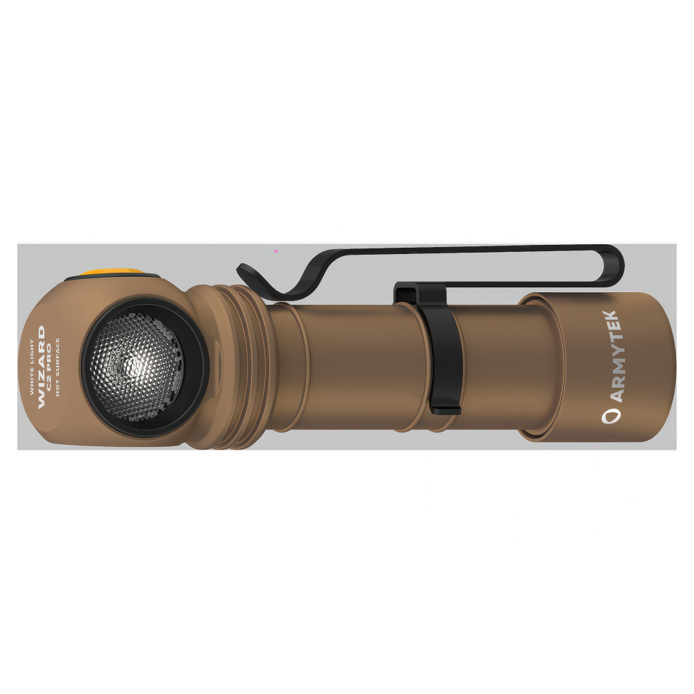 Фонарь Armytek Wizard C2 Pro Sand White — яркость 2500 люмен и дальность света 131 м для разнообразных условий использования.