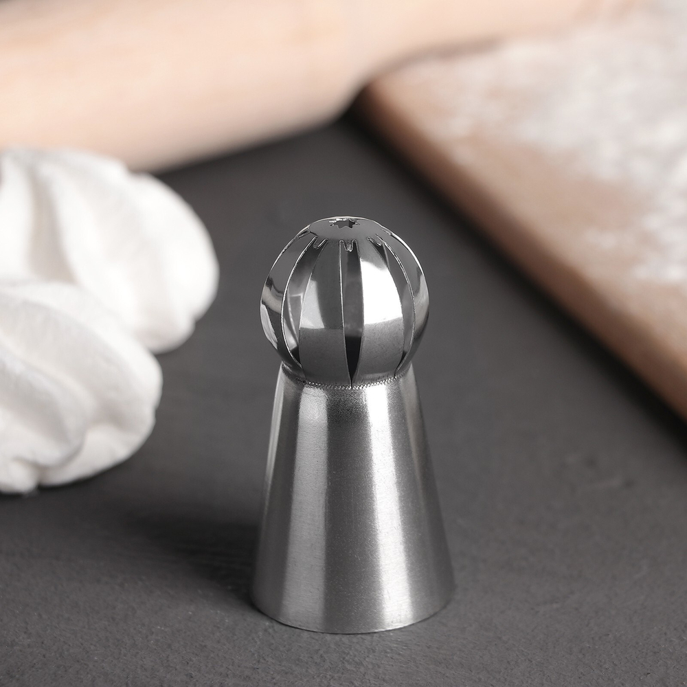 Насадка кондитерская «Сфера.Прорези с каплей и лучом», d=3 см, выход 2,3 см, нержавеющая сталь