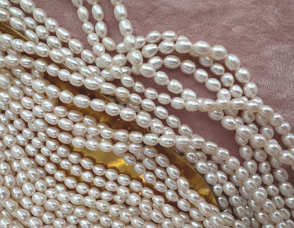 Жемчуг натуральный, рис 5,2-5,5мм, 5А