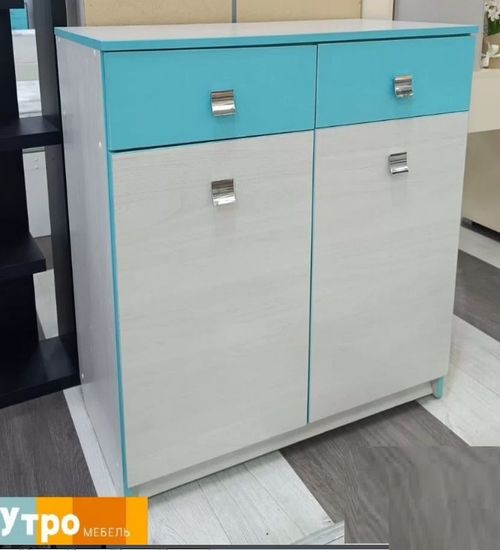 Комод КВИНС /800*904*423/ анкор белый / аква