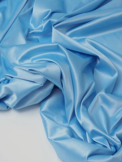 Атлас стрейч небесно-голубой глянцевый метражом