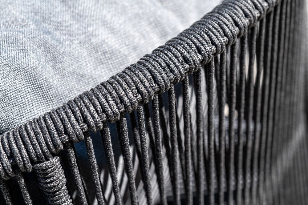 "Милан" лаунж-зона 4-местная плетеная из роупа (веревки), каркас алюминиевый темно-серый, роуп темно-серый