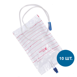 Мешок для сбора мочи прикроватный 1000 мл трубка 90см с прямым сливом UNICORNmed