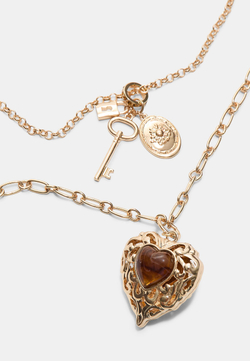 STRADIVARIUS Комплект из 2 колье в форме сердца, золотой