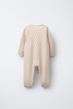 ZARA КОМБИНЕЗОН ИЗ ХЛОПКА, ШЕЛКА И КАШЕМИРА С ОТДЕЛКОЙ В ВИДЕ НОСКА, КРЕМОВЫЙ