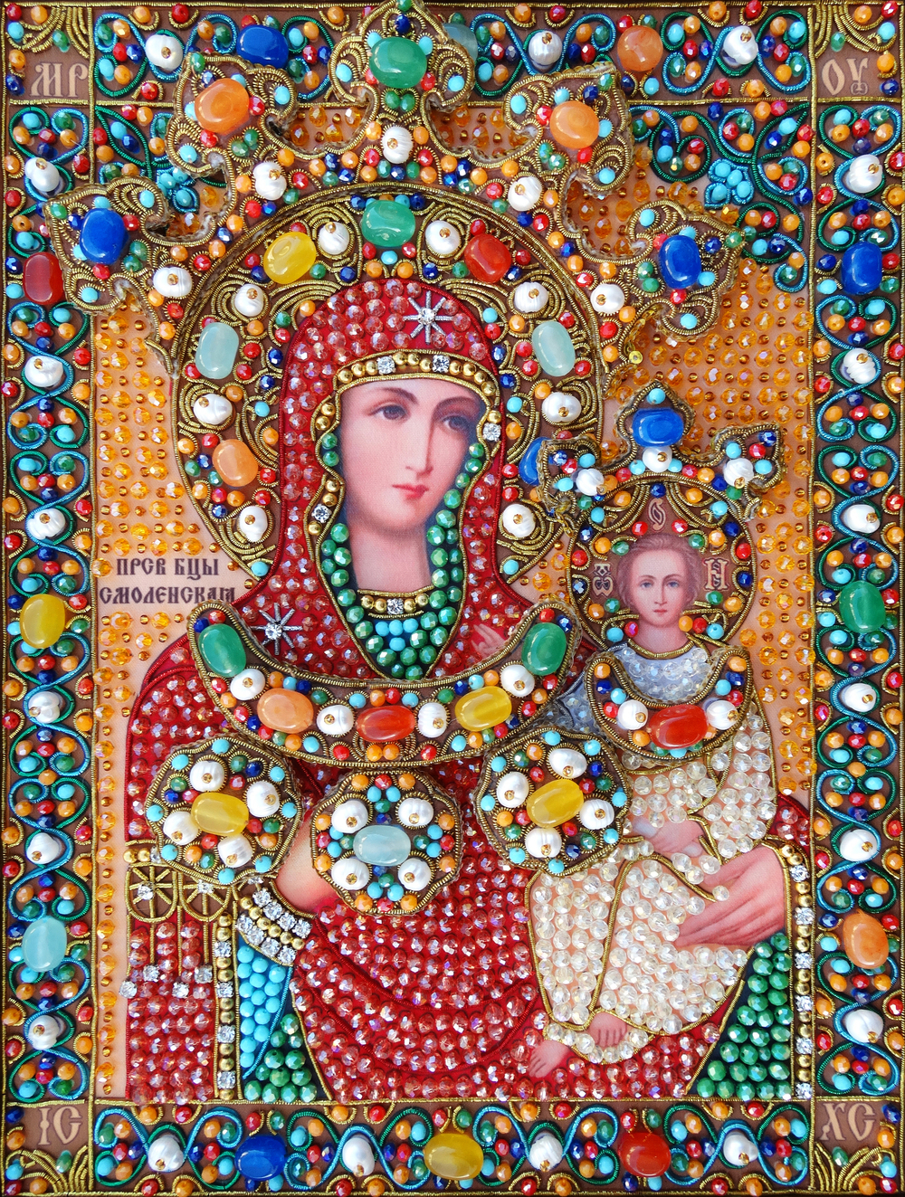 Принт-И21а Ткань с нанесенной авторской схемой Богородица Смоленская (+инструкция)