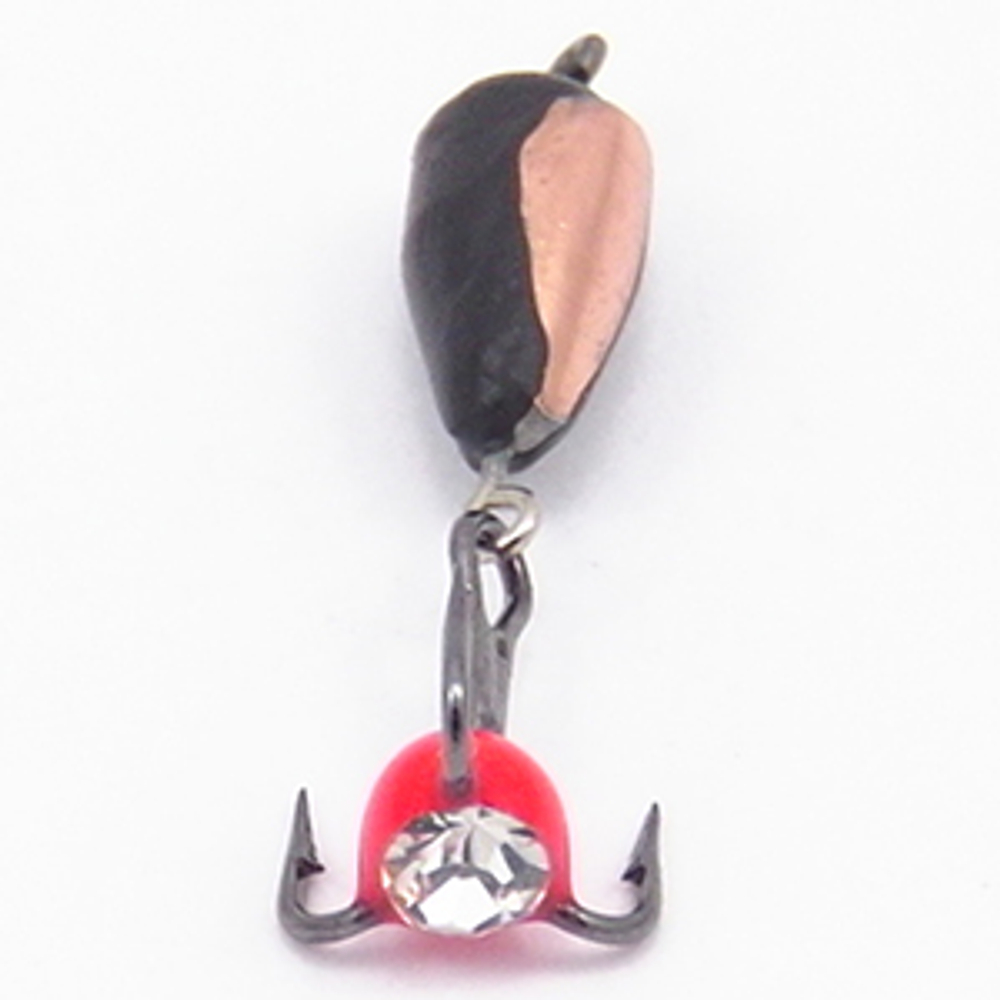 Мормышка Владимирская 53 "Дьявол с подвесным тройником со стразом" с коронкой, 4мм, 1.4гр (10шт/уп)