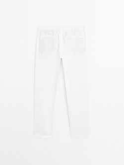 Massimo Dutti Брюки-джоггеры из 100% льна, белый