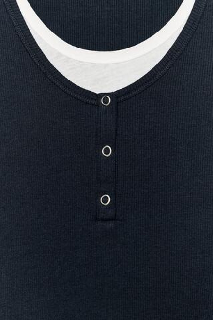 ZARA ФУТБОЛКА С ЭФФЕКТОМ МНОГОСЛОЙНОСТИ, МОРСКОЙ СИНИЙ