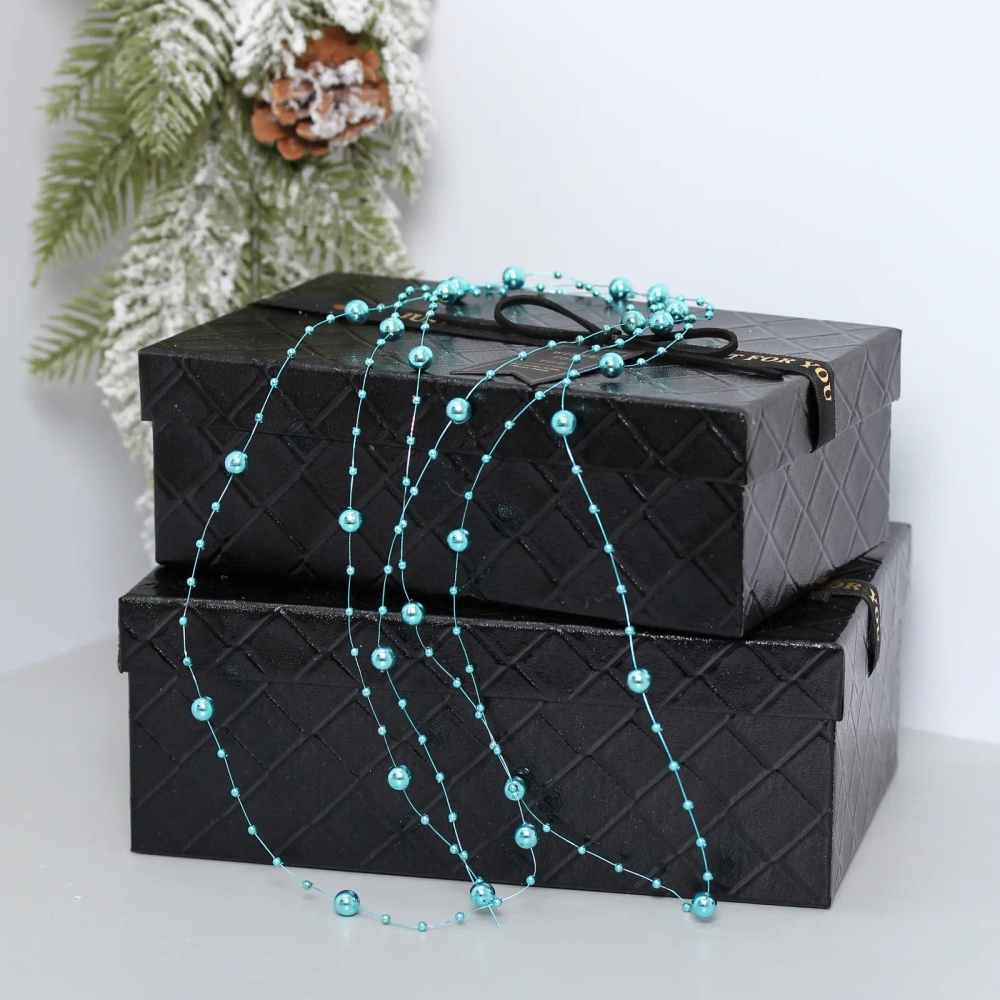 Бусы на ёлку 2м «Роса» d-7,5мм, Голубой