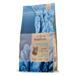 Сухой корм RAWIVAL для кошек с лососем и сельдью - 1,7 кг