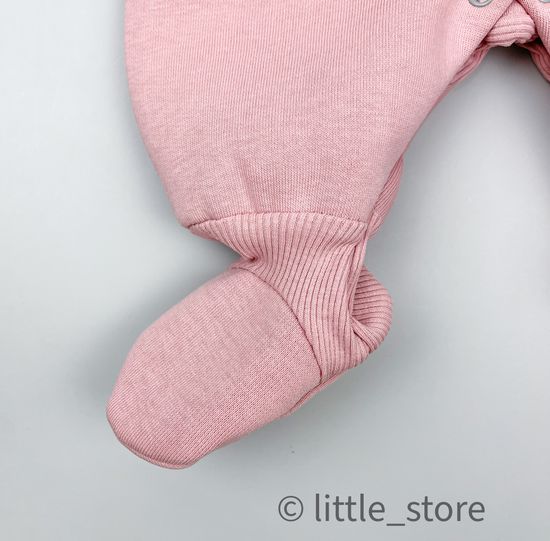 Комбинезон из футера с начесом "Смайлики" Пудра