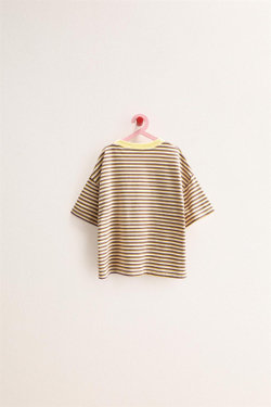 ZARA TIMELESS - ФУТБОЛКА В ПОЛОСКУ С КОНТРАСТНЫМ ВОРОТНИКОМ, ЖЕЛТЫЙ