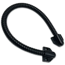 Гибкий переход для провода, кабеля KL-10, на калитку, дверь для замка внутренний диаметр 10 мм, длина 400 мм, оцинкованная сталь в ПВХ оболочке, цвет черный