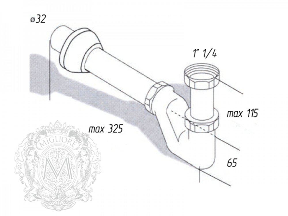 Сифон для раковины и биде,  MIGLIORE  ML.RIC-10.100 схема