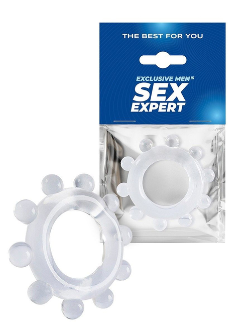 Прозрачное эрекционное кольцо со стимулирующими шариками