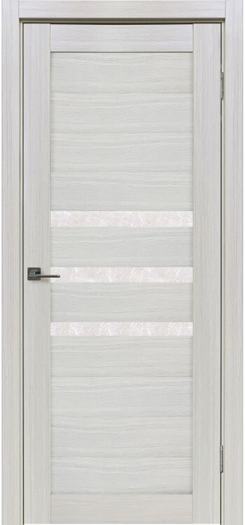 Межкомнатная дверь X-6 / Цвет тон Белая лиственница / Остекление "Гранит прозрачный" / Двери Верда