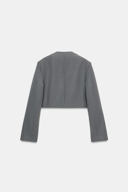 ZARA УКОРОЧЕННЫЙ БЛЕЙЗЕР БЕЗ ЛАЦКАНОВ, СЕРЫЙ