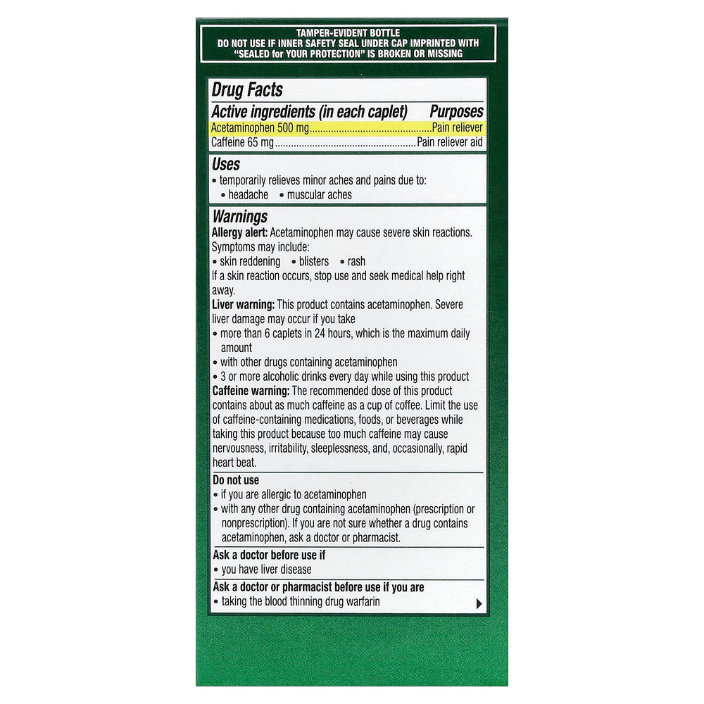 Excedrin, Головная боль от напряжения`` 100 капсул