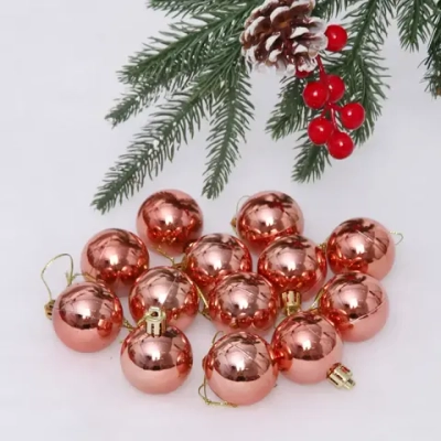 Новогодние шары 4 см (набор 24 шт) «Глянец», розовое золото