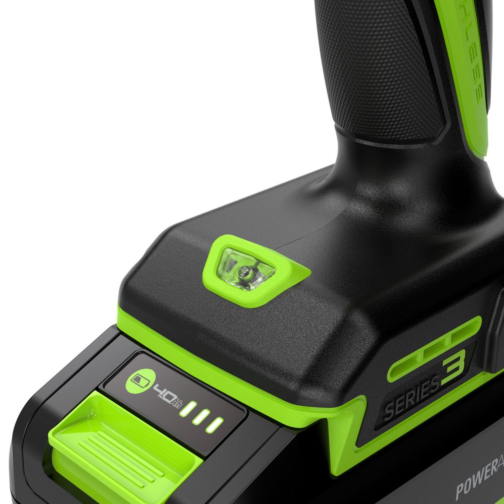 Дрель-шуруповерт акк. Greenworks DD345, 24V, б/щет, 27/45 Нм, 0-450 / 0-1850 об/мин, 13мм, 1х4Ач, ЗУ, кор (3708307CUB)