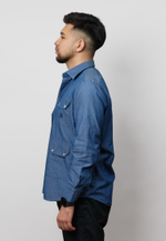 Рубашка мужская с накладными карманами DENIM LIGHT BLUE