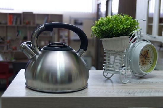 Чайник 3 л. из нержавеющей стали со свистком Kamille KM 0654 и черной бакелитовой ручкой