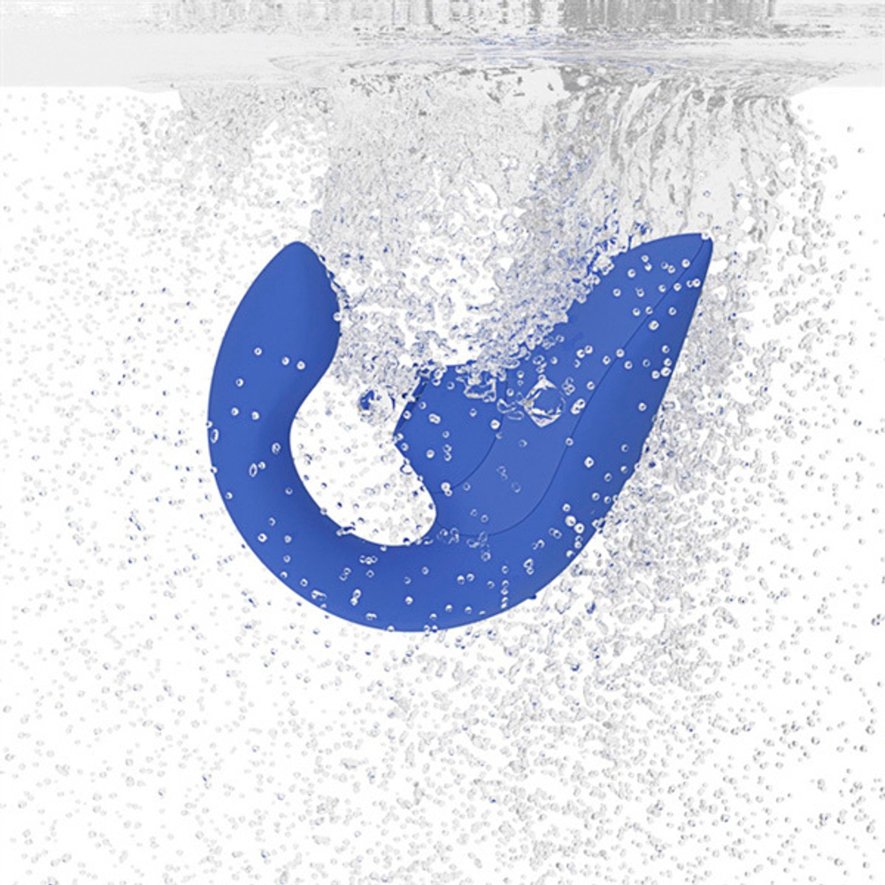 Голубой вибратор 13,9см с вакуумным стимулятором Womanizer Blend Vibrant Blue WZBD1SG9