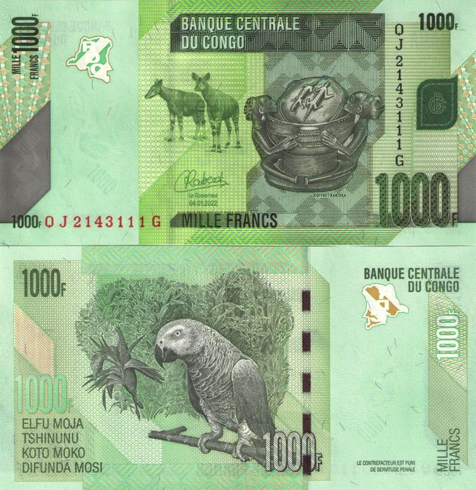 1 000 франков 2022 Конго