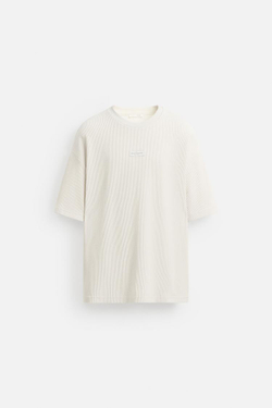 ZARA ФУТБОЛКА ИЗ РЕЛЬЕФНОЙ ТКАНИ, ЦВЕТ ЛЬДА