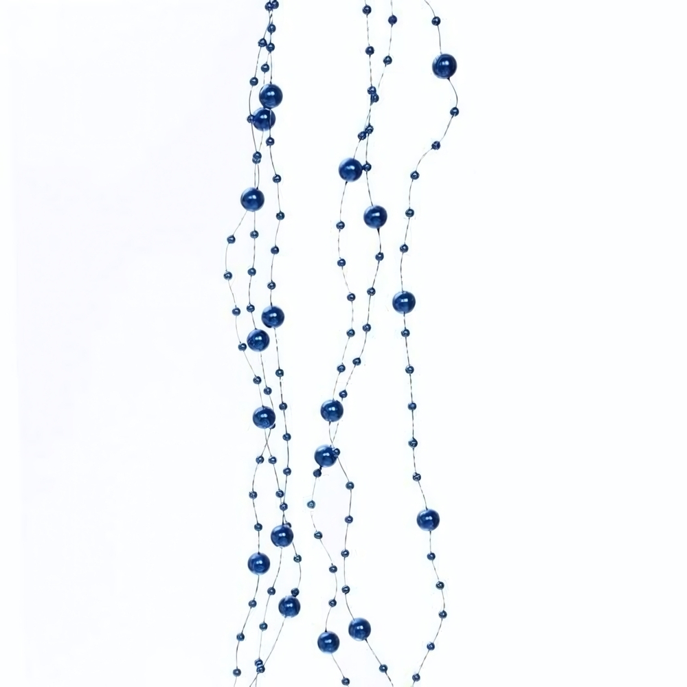 Бусы на ёлку 2м "Роса" d-7,5мм, Сапфир