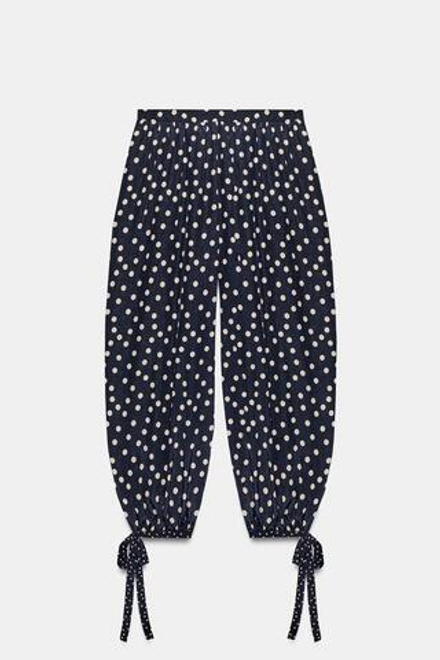 ZARA БРЮКИ-ШАРОВАРЫ В ГОРОШЕК — ZW COLLECTION, МОРСКОЙ СИНИЙ