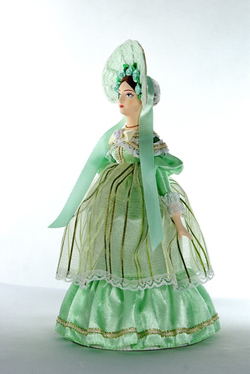 Кукла коллекционная Пушкинская дама в летнем капоре и платье 19 века