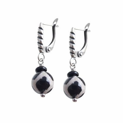 Серьги с агатом с-0977