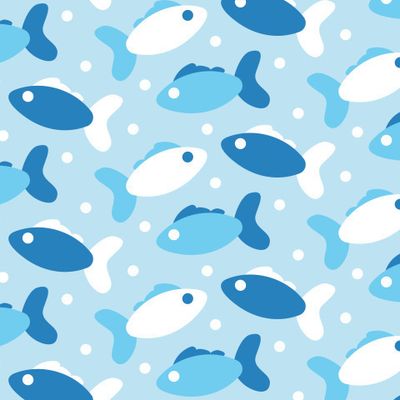 Buy fabric sea animals small fish blue