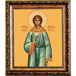 Марфа Азийская, мученица, дева. Икона на холсте. В раме 15 х 18 см.