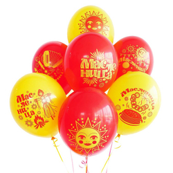Фонтан из воздушных шаров Масленица (14"/35 см) - 10 шт